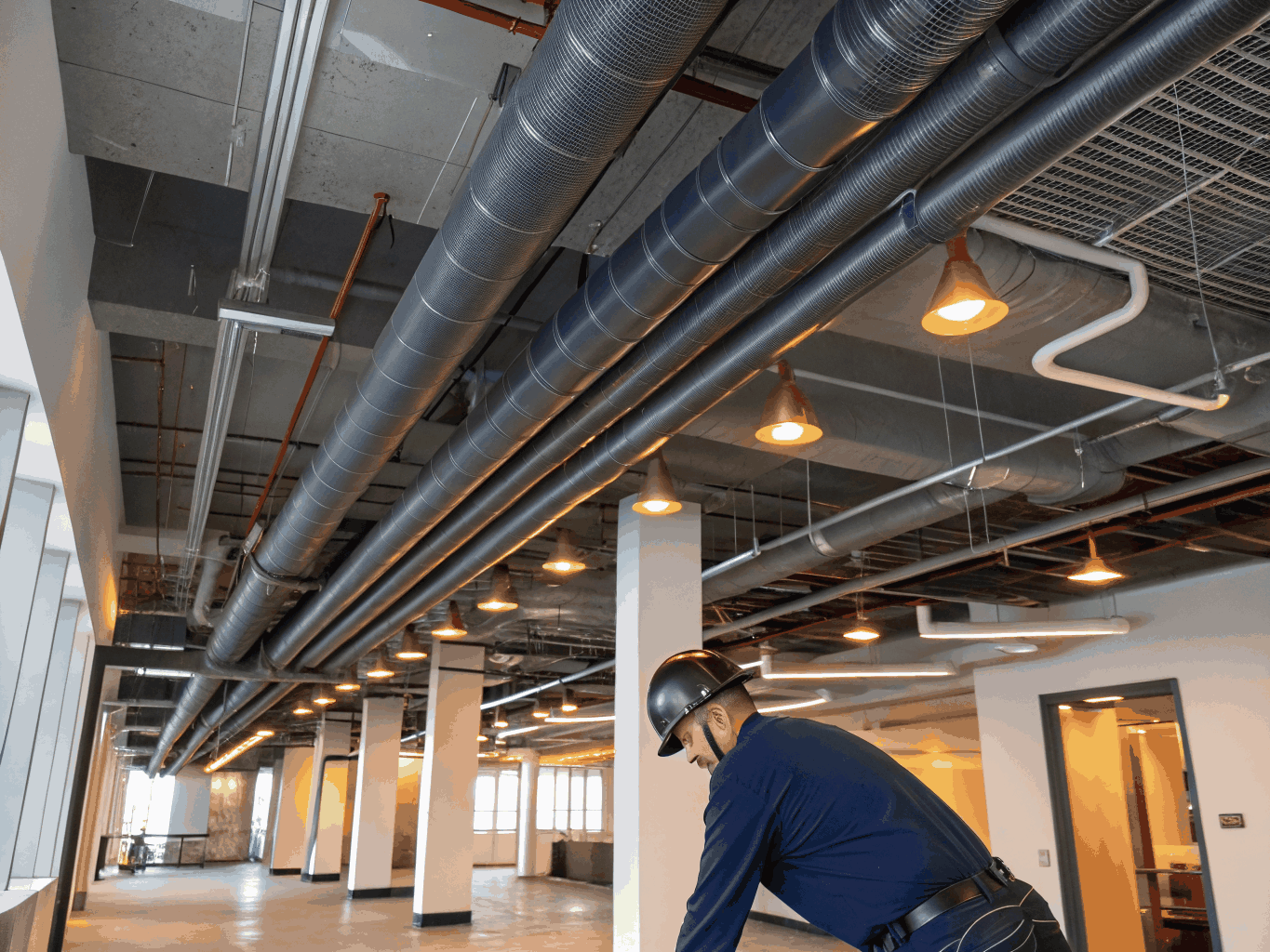 Commercial plumbing installation in a facility